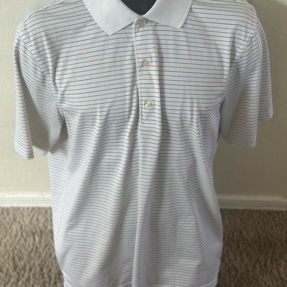 Men’s pre own as is Greg Norman collection golf polo shirt size M medium striped - Picture 1 of 4